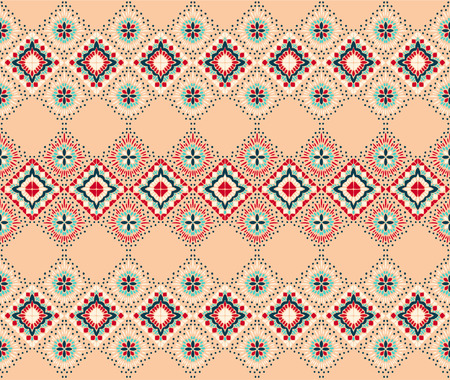 Ikat geometric folklore ornament. Tribal ethnic vector texture. Seamless striped pattern in Aztec style. Figure tribal embroidery. Indian, Scandinavian, Gypsy, Mexican, folk pattern.のイラスト素材