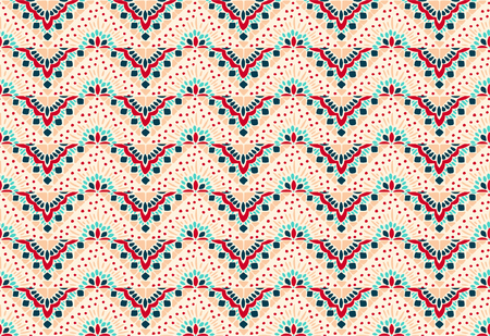 Ikat geometric folklore ornament. Tribal ethnic vector texture. Seamless striped pattern in Aztec style. Figure tribal embroidery. Indian, Scandinavian, Gypsy, Mexican, folk pattern.のイラスト素材