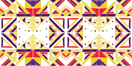 Seamless geometric African pattern. Ethnic ornament on the carpet. Aztec style. Tribal ethnic vector texture. Embroidery on fabric. Indian, Mexican, folk pattern. Quilting, patchwork, jacquard.のイラスト素材