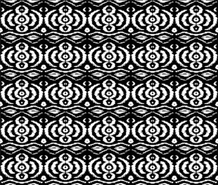 Ikat seamless pattern. Vector tie dye shibori print with stripes and chevron. Ink textured japanese background. Ethnic fabric vector. Bohemian fashion. Endless watercolor texture. African rug.のイラスト素材