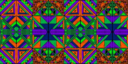Seamless geometric African pattern. Ethnic ornament on the carpet. Aztec style. Tribal ethnic vector texture. Embroidery on fabric. Indian, Mexican, folk pattern. Quilting, patchwork, jacquard.のイラスト素材