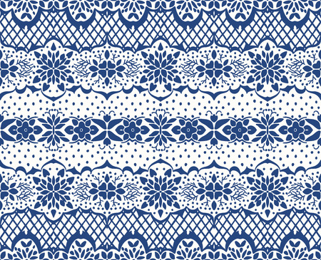 Traditional vector ornament in Scandinavian style. Stylized flowers and plants.  lace strips. Turkish folk print. Spanish pottery. Ethnic background. Mediterranean seamless  wallpaper.のイラスト素材