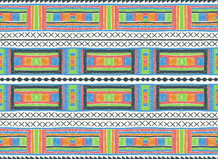 Ethnic strip. Tribal vector ornament. Seamless African pattern. Carpet with chevrons. Aztec style. Geometric mosaic on the tile. Ancient interior. Modern rug. Geo print on textile. Kente Clothのイラスト素材