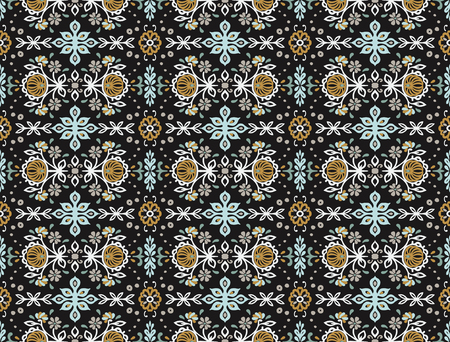 Seamless floral pattern folk colorful flowers and leaves. Indian embroidery. Talavera pattern....