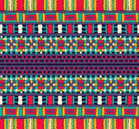 Tribal vector ornament. Seamless African pattern. Ethnic carpet with chevrons. Aztec style. Geometric mosaic on the tile, majolica. Ancient interior. Modern rug. Geo print on textile. Kente Cloth.のイラスト素材