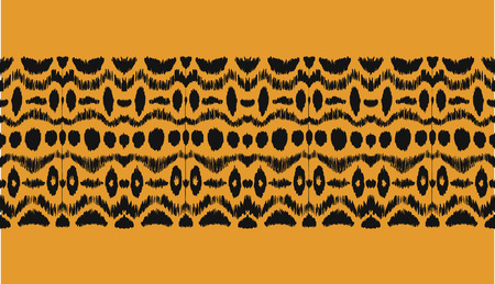 Ikat seamless pattern. Vector tie dye shibori print with stripes and chevron. Ink textured japanese background. Ethnic fabric vector. Bohemian fashion. Endless watercolor texture. African rug.のイラスト素材