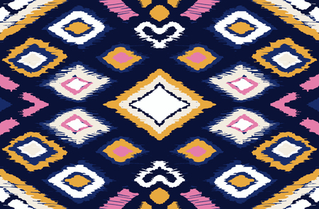 Ikat geometric folklore ornament with diamonds. Tribal ethnic vector texture. Seamless striped pattern in Aztec style. Folk  embroidery. Indian, Scandinavian, Gypsy, Mexican, African rug.のイラスト素材