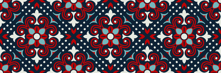 Mexican pottery Talavera. Portuguese tile azulejo. Damask floral background. Turkish ornament,...