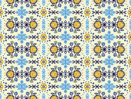 Seamless floral pattern folk colorful flowers and leaves. Indian embroidery. Talavera pattern....