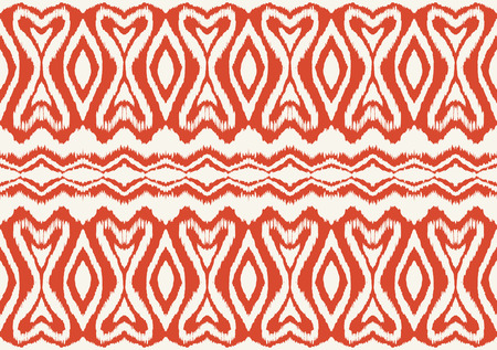 Ikat seamless pattern. Vector tie dye shibori print with stripes and chevron. Ink textured japanese background. Ethnic fabric vector. Bohemian fashion. Endless watercolor texture. African rug.のイラスト素材