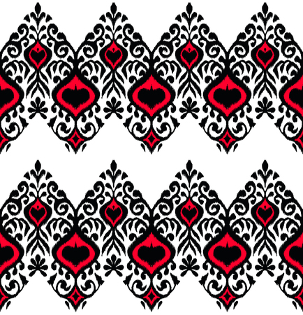 Ikat geometric folklore ornament. Oriental vector damask pattern. Ancient art of Arabesque. Tribal ethnic texture. Spanish motif on the carpet.  Aztec style.  Indian rug. Gypsy, Mexican  embroidery.のイラスト素材