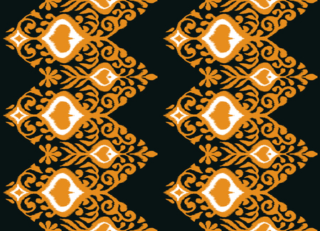 Ikat geometric folklore ornament. Oriental vector damask pattern. Ancient art of Arabesque. Tribal ethnic texture. Spanish motif on the carpet.  Aztec style.  Indian rug. Gypsy, Mexican  embroidery.のイラスト素材