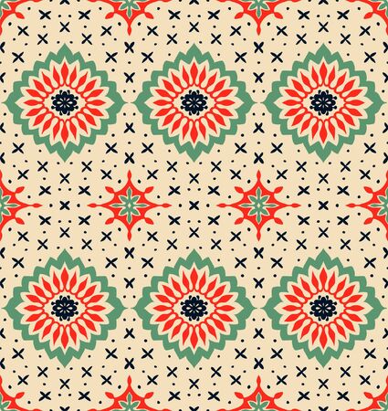 Talavera pattern. Azulejos portugal. Turkish ornament. Moroccan tile mosaic. Spanish porcelain. Ceramic tableware, folk print. Asian pottery.のイラスト素材