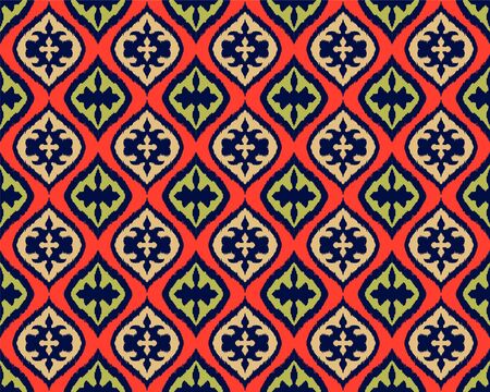 Ikat border. Geometric folk ornament. Tribal vector texture. Seamless striped pattern in Aztec style. Ethnic embroidery. Indian, Scandinavian, Gypsy, Mexican, African rug.のイラスト素材