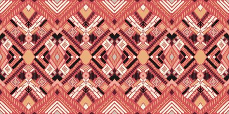 Tribal vector ornament. Seamless African pattern. Ethnic carpet with chevrons. Aztec style. Geometric mosaic on the tile, majolica. Ancient interior. Modern rug. Geo print on textile. Kente Cloth.のイラスト素材