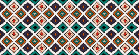 Ikat geometric folklore ornament with diamonds. Tribal ethnic vector texture. Seamless striped pattern in Aztec style. Folk embroidery. Indian, Scandinavian, Gypsy, Mexican, African rug.のイラスト素材