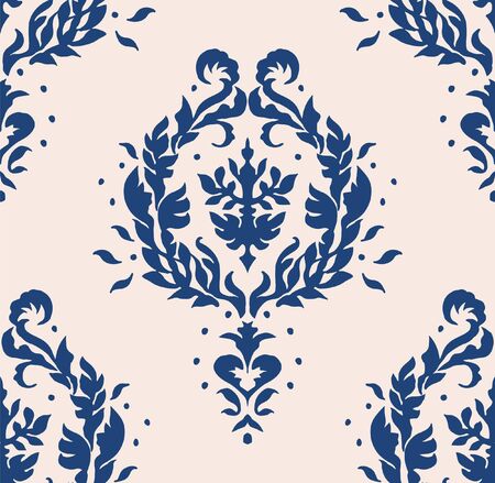 Oriental vector damask pattern. Talavera pottery. Azulejos portugal. Turkish ornament. Spanish porcelain. Ceramic tableware, folk print. Ethnic background. Mediterranean wallpaper.  Talavera pottery.のイラスト素材