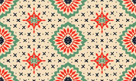Talavera pattern. Azulejos portugal. Turkish ornament. Moroccan tile mosaic. Spanish porcelain. Ceramic tableware, folk print. Asian pottery. Ethnic background. Mediterranean wallpaper. Art Deco.のイラスト素材