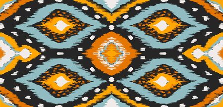 Ikat geometric folklore ornament with diamonds. Tribal ethnic vector texture. Seamless striped...