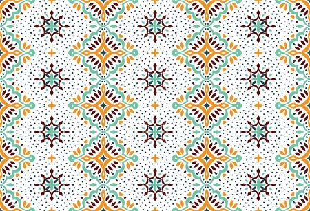 Oriental vector damask pattern. Talavera pottery. Azulejos portugal. Turkish ornament. Spanish porcelain. Ceramic tableware, folk print. Ethnic background. Mediterranean wallpaper.  Talavera pottery.のイラスト素材