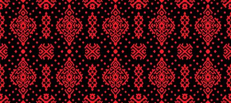 Ikat geometric folklore ornament. Oriental vector damask pattern. Ancient art of Arabesque. Tribal ethnic texture. Spanish motif on the carpet. Aztec style. Indian rug. Gypsy, Mexican embroidery.のイラスト素材