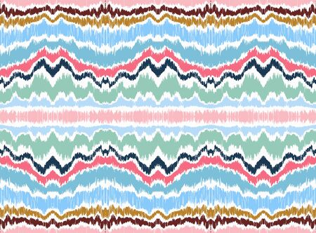 Ikat border. Geometric folk ornament. Ink on clothes. Tribal vector texture. Seamless striped pattern in Aztec style. Ethnic embroidery. Indian, Scandinavian, Gypsy, Mexican, African rug.のイラスト素材