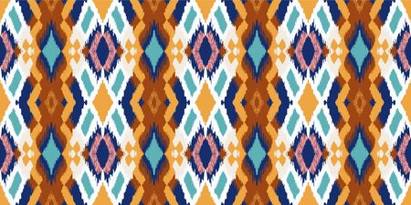 Ikat geometric folklore ornament with diamonds. Tribal ethnic vector texture. Seamless striped...