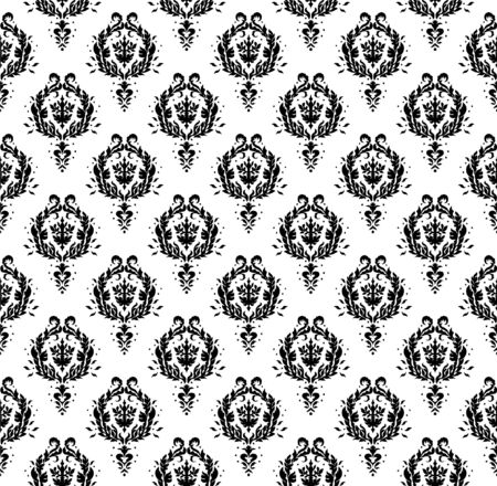 Oriental vector damask pattern. Talavera pottery. Azulejos portugal. Turkish ornament. Spanish porcelain. Ceramic tableware, folk print. Ethnic background. Mediterranean wallpaper.  Talavera pottery.のイラスト素材