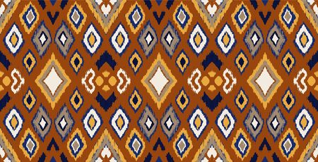 Ikat geometric folklore ornament with diamonds. Tribal ethnic vector texture. Seamless striped pattern in Aztec style. Folk embroidery. Indian, Scandinavian, Gypsy, Mexican, African rug.のイラスト素材