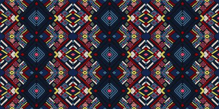 Tribal vector ornament. Seamless African pattern. Ethnic carpet with chevrons. Aztec style. Geometric mosaic on the tile, majolica. Ancient interior. Modern rug. Geo print on textile. Kente Cloth.のイラスト素材