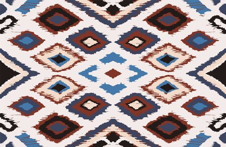 Ikat geometric folklore ornament with diamonds. Tribal ethnic vector texture. Seamless striped...