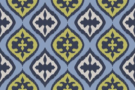 Ikat border. Geometric folk ornament. Tribal vector texture. Seamless striped pattern in Aztec...
