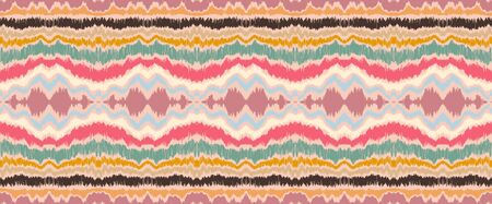 Ikat border. Geometric folk ornament. Ink on clothes. Tribal vector texture. Seamless striped pattern in Aztec style. Ethnic embroidery. Indian, Scandinavian, Gypsy, Mexican, African rug.のイラスト素材