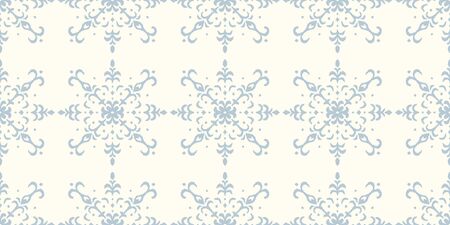 Christmas drawing with snowflakes. The Nordic style. Folk print with flakes. Scandinavian, Portuguese ornament. Spanish porcelain. Oriental damask. Ethnic motif. Ikat geometric folklore background.のイラスト素材