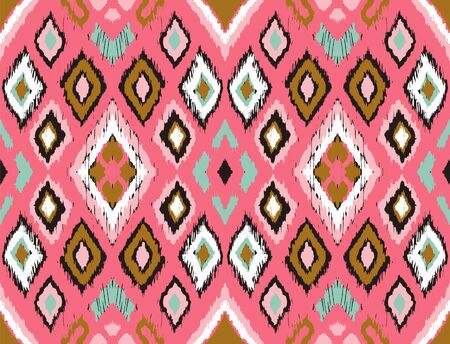 Ikat geometric folklore ornament with diamonds. Tribal ethnic vector texture. Seamless striped...
