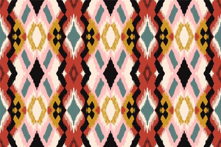 Ikat geometric folklore ornament with diamonds. Tribal ethnic vector texture. Seamless striped...