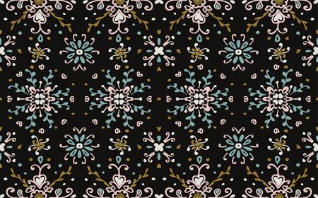Seamless floral pattern folk colorful flowers and leaves. Flower embroidery. Talavera pattern....