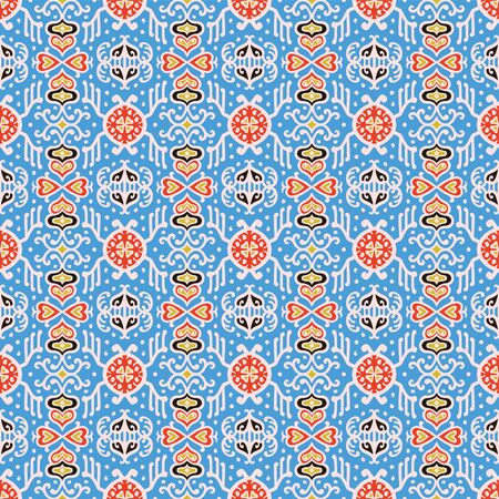 Tribal vector ornament. Seamless African pattern. Ethnic carpet with chevrons. Aztec style. Geometric mosaic on the tile, majolica. Ancient interior. Asian rug. Geo print on textile. Kente Cloth.のイラスト素材