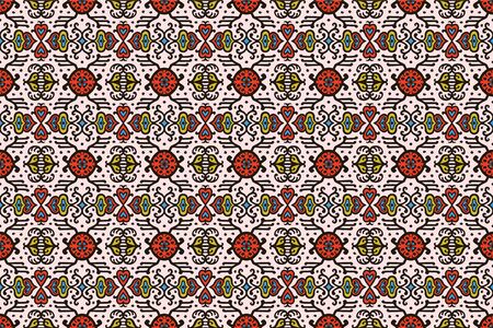 Tribal vector ornament. Seamless African pattern. Ethnic carpet with chevrons. Aztec style. Geometric mosaic on the tile, majolica. Ancient interior. Asian rug. Geo print on textile. Kente Cloth.のイラスト素材