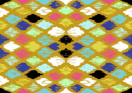 Ikat geometric folklore ornament with diamonds. Tribal ethnic vector texture. Seamless striped...