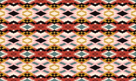 Ikat geometric folklore ornament with diamonds. Tribal ethnic vector texture. Seamless striped...
