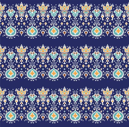 Ikat geometric folklore ornament. Oriental vector damask pattern. Ancient art of Arabesque. Tribal ethnic texture. Spanish motif on the carpet. Aztec style. Indian rug. Gypsy, Mexican embroidery.のイラスト素材