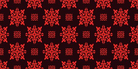 Christmas drawing with snowflakes. The Nordic style. Folk print with flakes. Scandinavian, Portuguese ornament. Spanish porcelain. Oriental damask. Ethnic motif. Ikat geometric folklore background.のイラスト素材