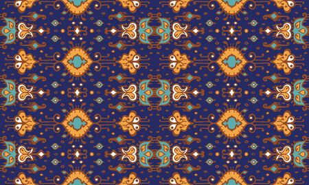 Ikat geometric folklore ornament. Oriental vector damask pattern. Ancient art of Arabesque. Tribal...