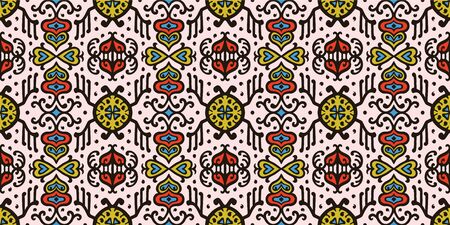 Tribal vector ornament. Seamless African pattern. Ethnic carpet with chevrons. Aztec style. Geometric mosaic on the tile, majolica. Ancient interior. Asian rug. Geo print on textile. Kente Cloth.のイラスト素材