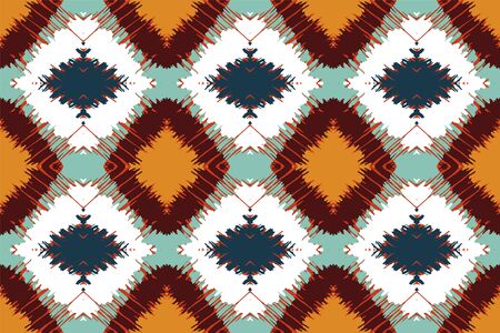Ikat border. Geometric folk ornament. Tribal vector texture. Seamless striped pattern in Aztec...