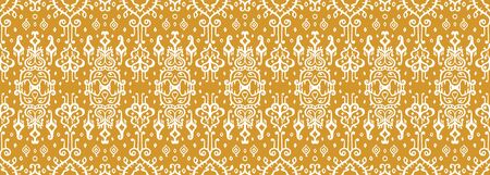 Ikat geometric folklore ornament. Oriental vector damask pattern. Ancient art of Arabesque. Tribal ethnic texture. Spanish motif on the carpet. Aztec style. Indian rug. Gypsy, Mexican embroidery.のイラスト素材