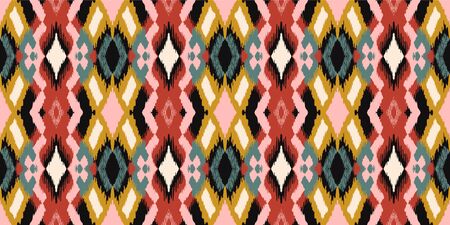 Ikat geometric folklore ornament with diamonds. Tribal ethnic vector texture. Seamless striped...