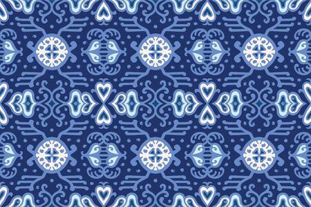 Tribal vector ornament. Seamless African pattern. Ethnic carpet with chevrons. Aztec style. Geometric mosaic on the tile, majolica. Ancient interior. Asian rug. Geo print on textile. Kente Cloth.のイラスト素材