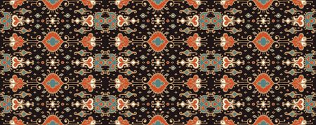 Ikat geometric folklore ornament. Oriental vector damask pattern. Ancient art of Arabesque. Tribal ethnic texture. Spanish motif on the carpet. Aztec style. Indian rug. Gypsy, Mexican embroidery.のイラスト素材